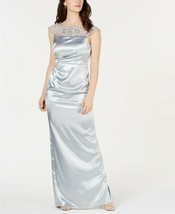 Adrianna Papell Embellished Satin Gown Icy Mint Size 14 $259 - $94.99