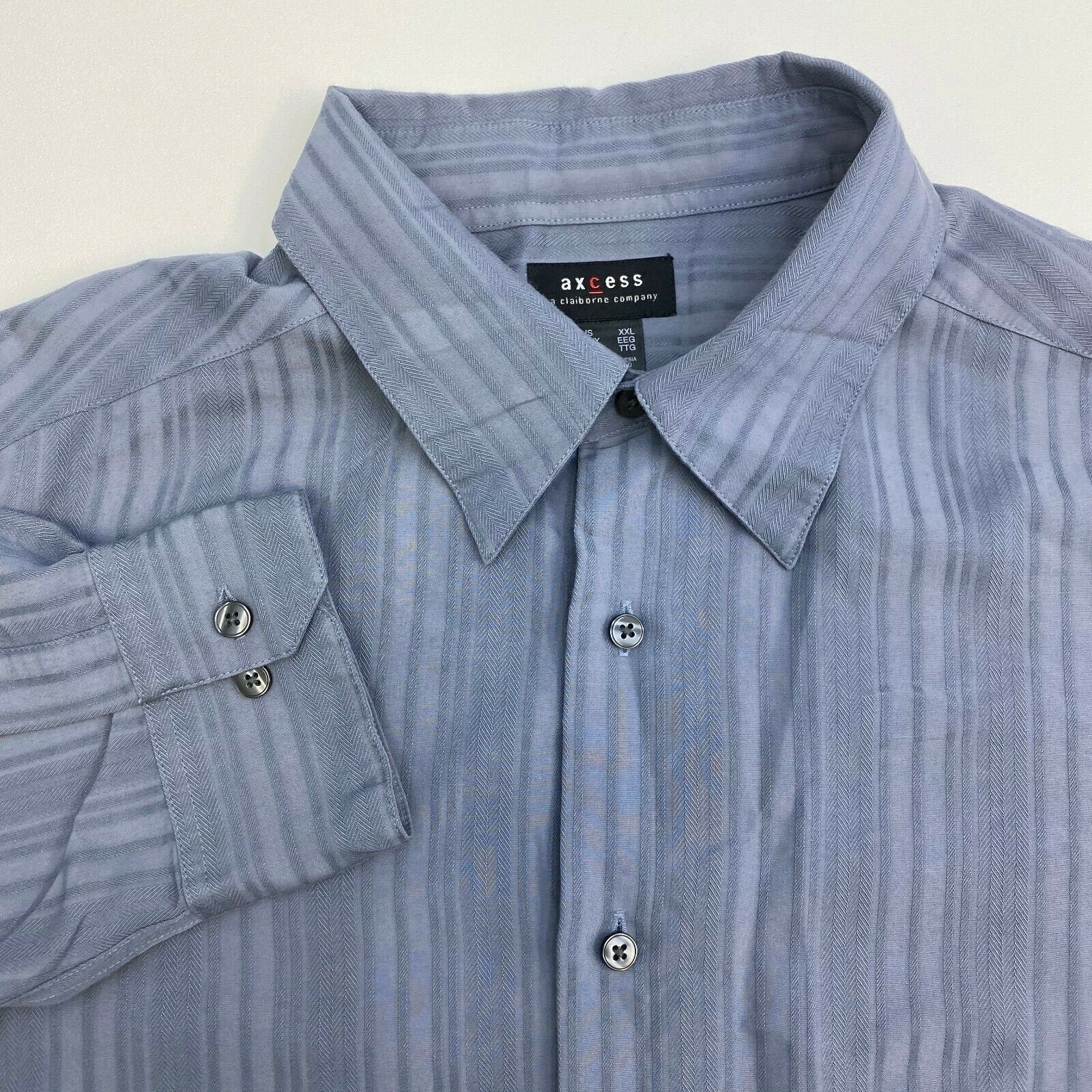 Axcess Button Up Shirt Mens XXL Gray Stripe Long Sleeve Casual - Casual ...