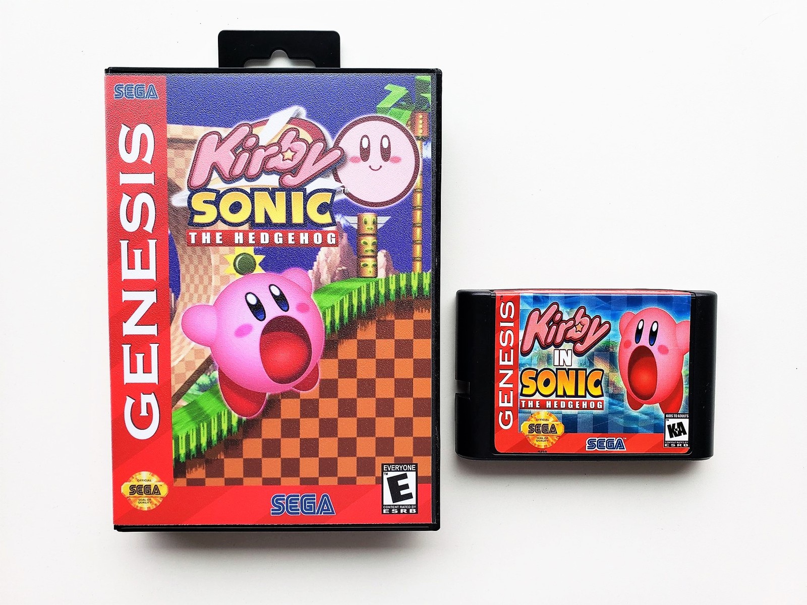 Kirby in Sonic the Hedgehog - Custom Case / Game Sega Genesis