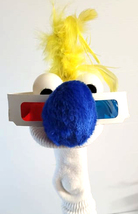 D67 * Basic Custom "3D Fan w/ Yellow Feather Hair" Sock Puppet * Custom Made - $5.00