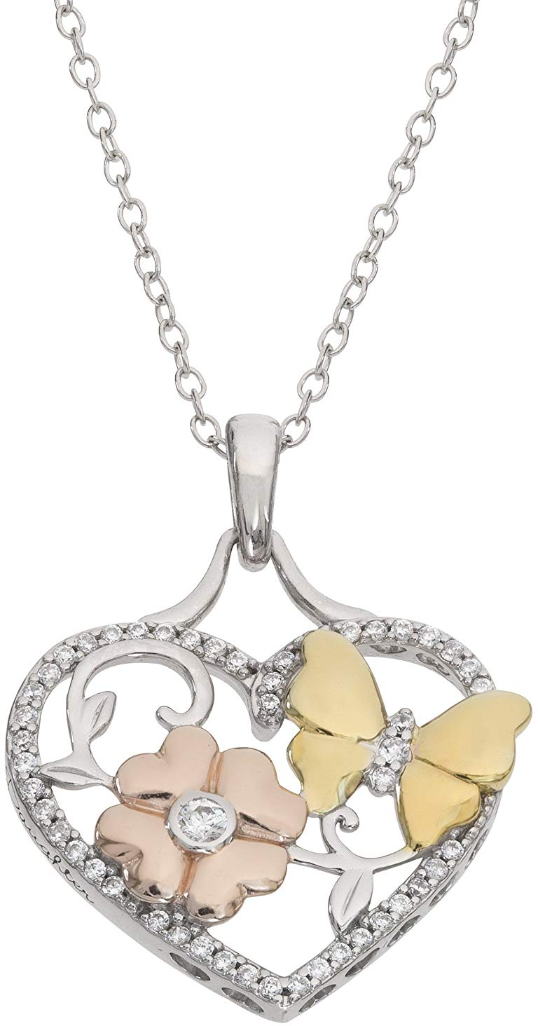 Hallmark Jewelry Women’s Tri ColoredSterling SilverCubic Zirconia Heart 