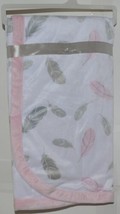 Blankets Beyond Baby Girl Pink Grey Feathers White 28 X 32 Inches image 1