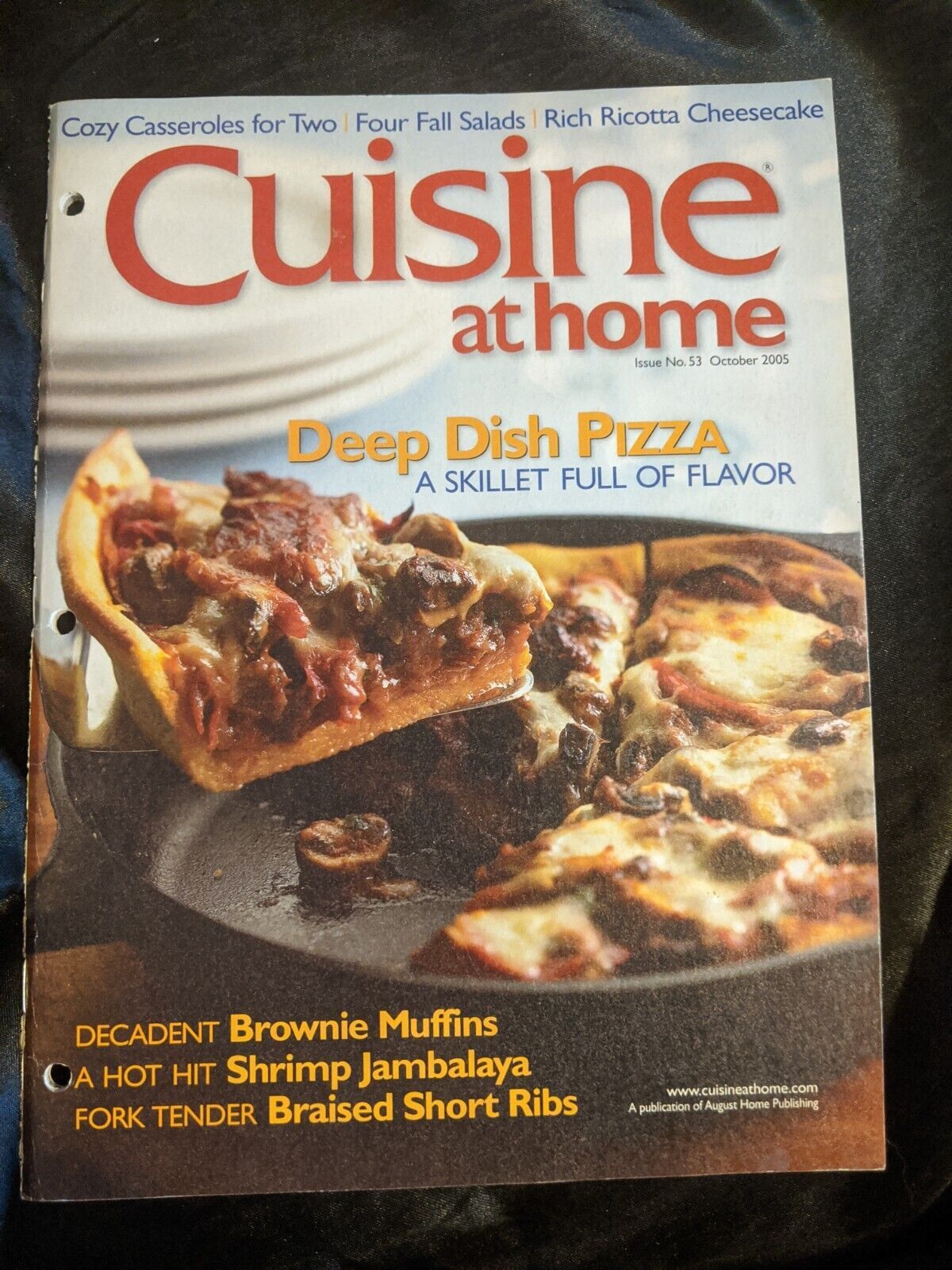 Cuisine At Home recipes magazine Deep dish Pizza, shrimp Jambalaya