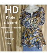 HD in paris silk blend printed side zip top size 2 - $21.00