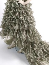 Army Pattern High-Low Tulle Skirt Ball Gown Skirts Hi-lo Tiered Tulle Skirts  image 5