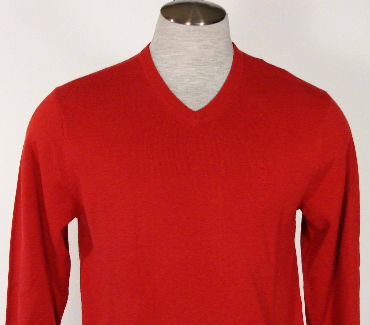 Izod V Neck Red Cotton Blend Knit Sweater Mens NWT - Sweaters