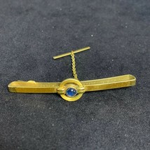 Vintage Swank Gold Tone Blue Stone Tie Bar Signed  (2295) - $15.00