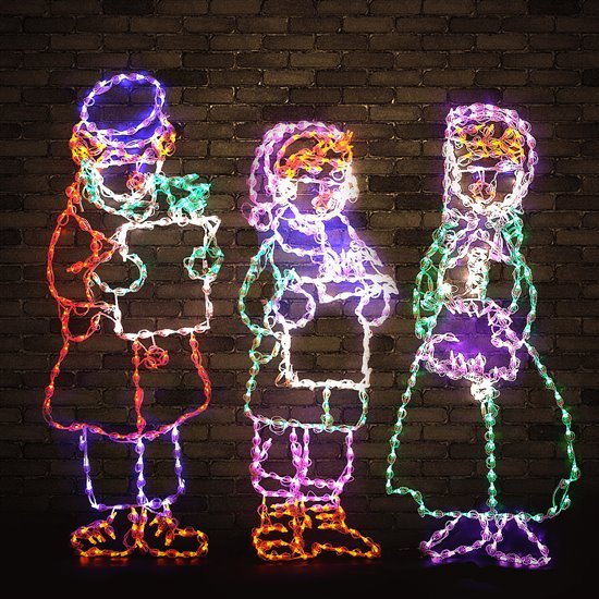 Christmas Light Display Set of 3 Victorian Carolers LED Outdoor Yard Art Decor Yard Decor