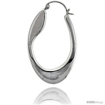 Sterling Silver Fancy Oval Hoop Earrings 1 5/8 in. (41 mm)  - $73.14