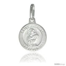 Sterling Silver Saint Anthony Medal 1/2 in Round Made in Italy, Free 24 in  - $16.17