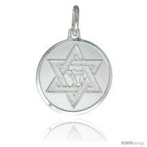 Sterling Silver Star of David Medal 7/8 in Round Made in Italy, Free 24 in  - $44.40
