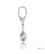 Sterling Silver Key Ring w/ plain Oval Tag 1 in. x 3/4 in. (26 mm X 20 mm  - $69.50