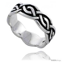 Size 6 - Sterling Silver Celtic Knot Wedding Band / Thumb Ring, 1/4 in w... - $20.75