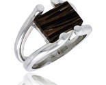 Sterling silver wire ring w ancient wood inlay 5 8 16 mm wide thumb155 crop