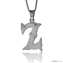 Sterling Silver Block Initial Letter Z Aphabet Pendant Highly Polished, 3/4 in  - $19.85