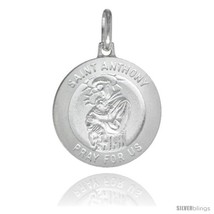 Sterling Silver Saint Anthony Medal 3/4 in Round Made in Italy, Free 24 in  - $25.43