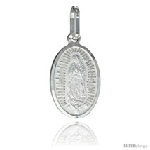 Sterling Silver Guadalupe Medal 3/4 x 1/2 in Oval Made in Italy, Free 24 in  - $14.55