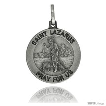 Sterling Silver Saint Lazarus Medal 3/4 in Round Made in Italy, Free 24 in  - $25.43