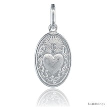 Sterling Silver Sacred Heart of Jesus Oval Medal Made in Italy, 1 in  - $14.55