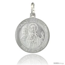 Sterling Silver Saint Barbara Medal Made in Italy, Medal 3/4 in  - $25.43