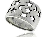 Sterling silver flat cigar band ring w moons stars cut outs 5 8 in wide thumb155 crop