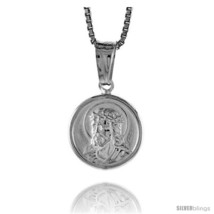 Sterling Silver Jesus Medal, Made in Italy. 1/2 in. (12 mm) in  - $14.09