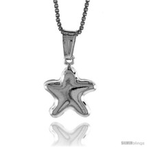 Sterling Silver Small Star Pendant, Made in Italy. 1/2 in. (13 mm) Tall -Style  - $14.09