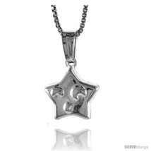 Sterling Silver Small Star Pendant, Made in Italy. 7/16 in. (11 mm) Tall -Style  - $14.09