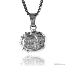 Sterling Silver Teeny Sun and Moon Pendant, Made in Italy. 1/4 in. (7 mm)  - $14.09