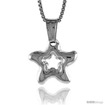 Sterling Silver Small Star with Cut Out Pendant, Made in Italy. 1/2 in. (13 mm)  - $14.09