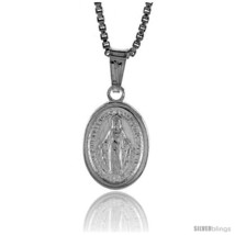 Sterling Silver Immaculate Mary Medal, Made in Italy. 1/2 in. (12 mm)  - $14.09