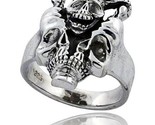 Sterling silver gothic biker horned skull ring 7 8 in wide thumb155 crop