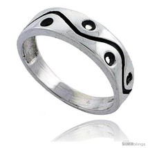 Size 8.5 - Sterling Silver Holes & Waves Wedding Band Ring 1/4 in  - $14.98
