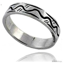 Size 10 - Sterling Silver Wave Wedding Band Ring 3/16 in  - $22.33