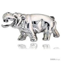 Sterling Silver Happy Hippo Brooch Pin, 1 7/8in  (48 mm)  - $90.00