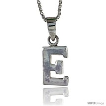Sterling Silver Block Initial Letter E Aphabet Pendant Highly Polished, 1/2 in  - $17.00