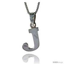 Sterling Silver Block Initial Letter J Aphabet Pendant Highly Polished, 1/2 in  - $17.00
