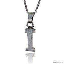 Sterling Silver Block Initial Letter I Aphabet Pendant Highly Polished, 1/2 in  - $17.00