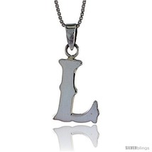 Sterling Silver Block Initial Letter L Aphabet Pendant Highly Polished, 3/4 in  - $19.85