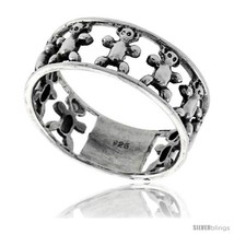 Sterling silver teddy bear link wedding band ring 5 16 in wide thumb200