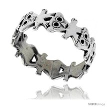 Sterling silver teddy bear link wedding band ring 5 16 in wide style tr665 thumb200