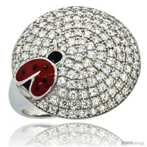 Size 8 - Sterling Silver Lady Bug on Round Ring w/ Brilliant Cut CZ Stones, 3/4  - $80.04