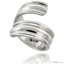 Size 5.5 - Sterling Silver Long Wave Ring High Polish Handmade 1 1/4 in  - $103.13