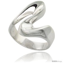 Size 10.5 - Sterling Silver Wave Ring High Polish Handmade 3/4 in  - $50.34