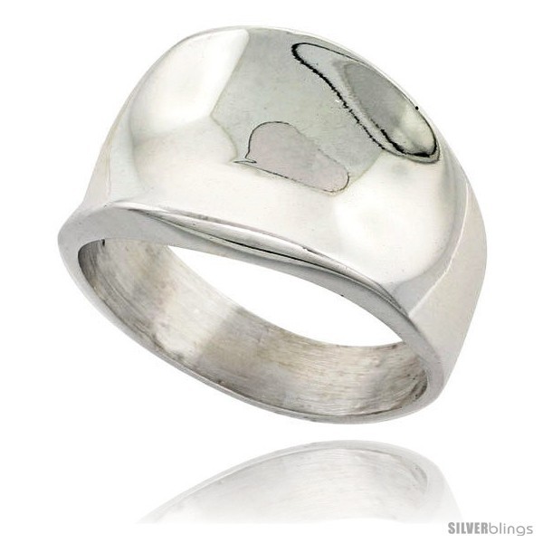 Size 10 - Sterling Silver Short Concave Cigar Band Ring Handmade, 9/16 ...