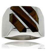 Size 12 - Gent&#39;s Sterling Silver Triple Diagonal Tiger Eye  - $103.13