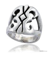 Size 12.5 - Sterling Silver Gothic Biker Tribal Ring 1 in  - $105.24