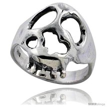 Size 6.5 - Sterling Silver Gothic Biker Deranged Skull Ring 1 in  - $57.82