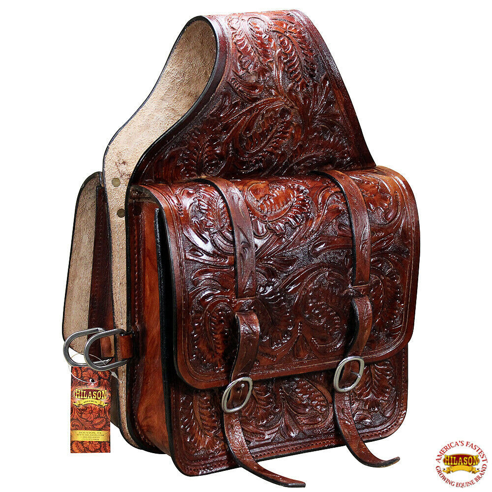 Horse Western Saddle Bag Heavy Duty Leather Cowboy Trail Ride Dark
