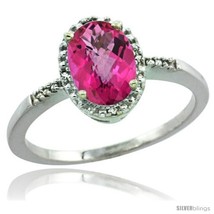 14k white gold diamond pink topaz ring 1 17 ct oval stone 8x6 mm 3 8 in wide thumb200